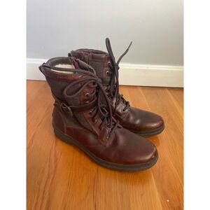 UGG Kesey Waterproof Leather Wool Combat Boot Winter Shearling 8.5 Brown 1005264